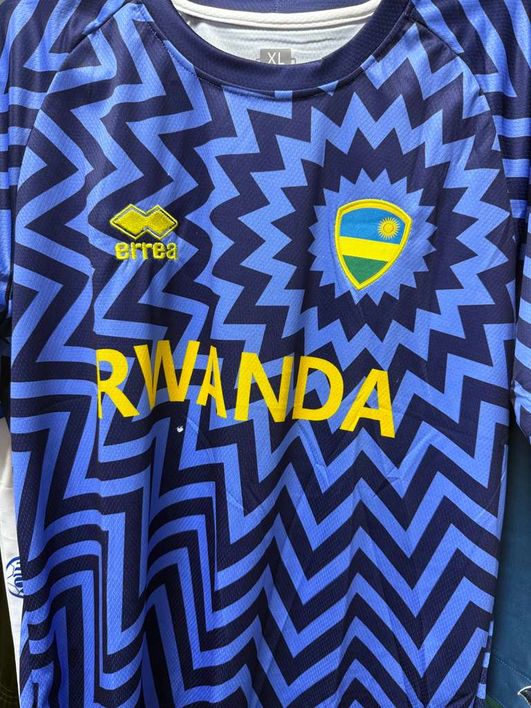 Rwanda Football Jersey — Blue Zigzag